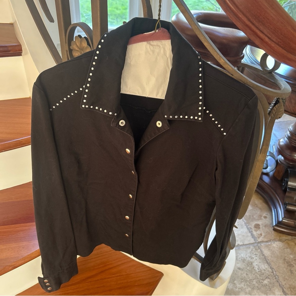 Spiegel Black Button-Up Shirt Size 4 Black Western Style